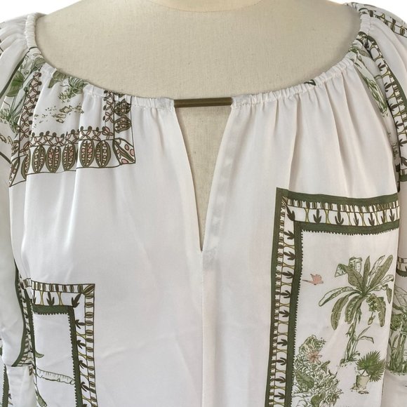 NWT Ecru Bellucci Tropical Postcard Bar Detail Animal Print Indie Ruffle Top-L - Picture 3 of 16